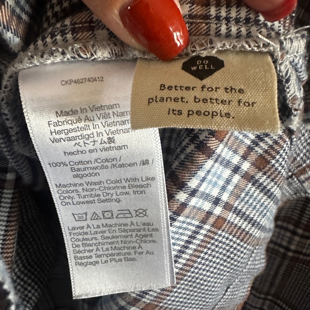 Madewell Plaid Button Front Shirt Women’s Medium Brown Blue Long Sleeve Cotton - Picture 7 of 7
